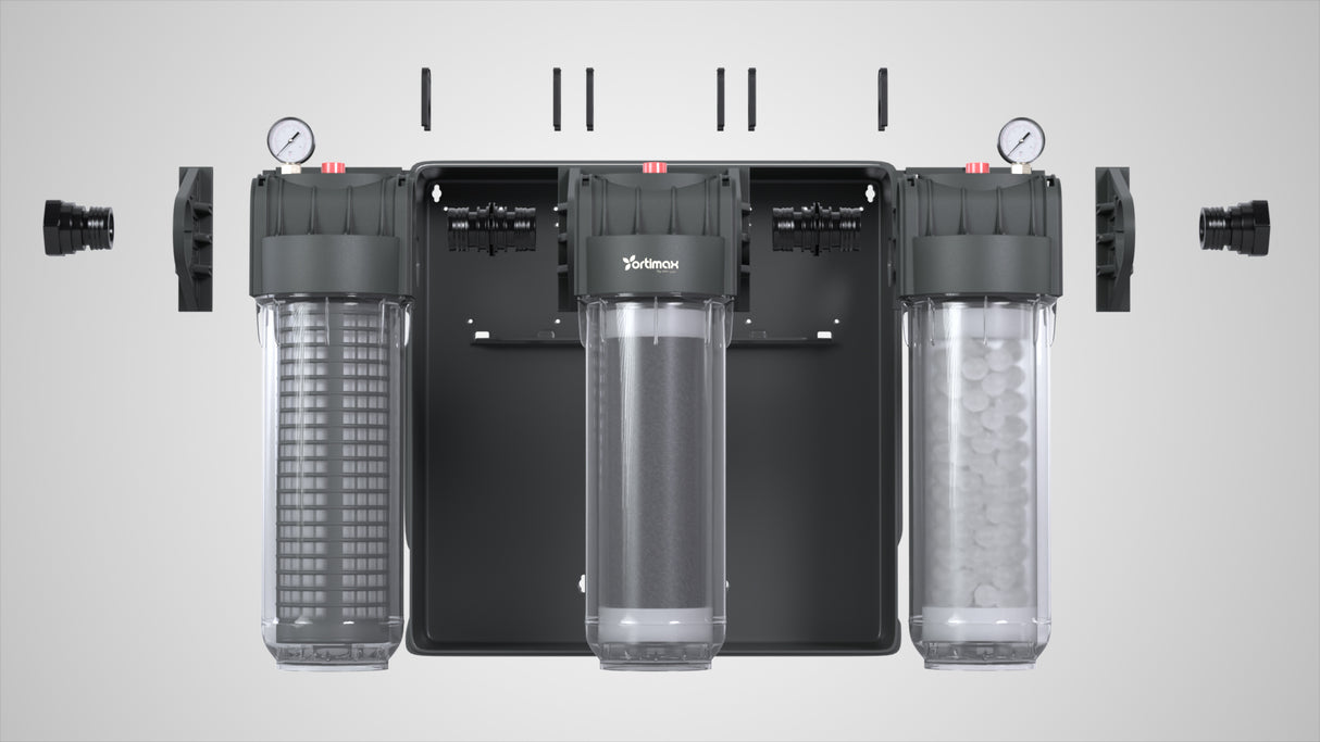 ORTİMAX TRİO CLEAN 10" 3 LÜ BİNA GİRİŞ FİLTRASYON ARITMA SİSTEMİ