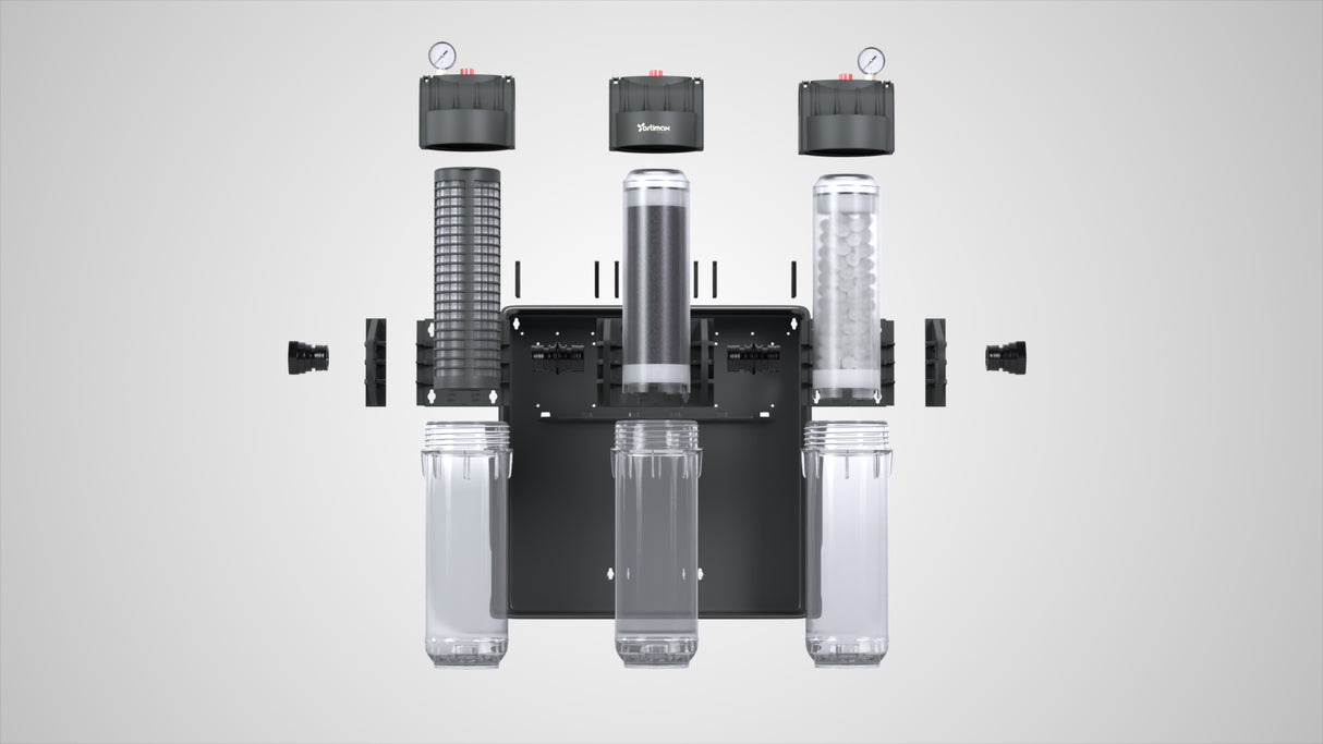 ORTİMAX TRİO CLEAN 10" 3 LÜ BİNA GİRİŞ FİLTRASYON ARITMA SİSTEMİ